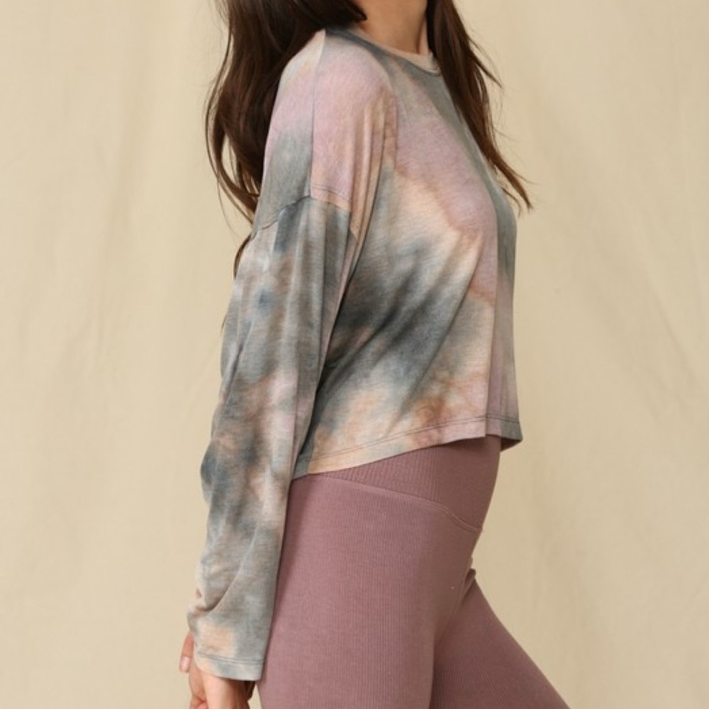 By Together Soft Tie Dye French Terry Pullover | Relaxed Fit Lounge Sweatshirt - Picture 6 of 9